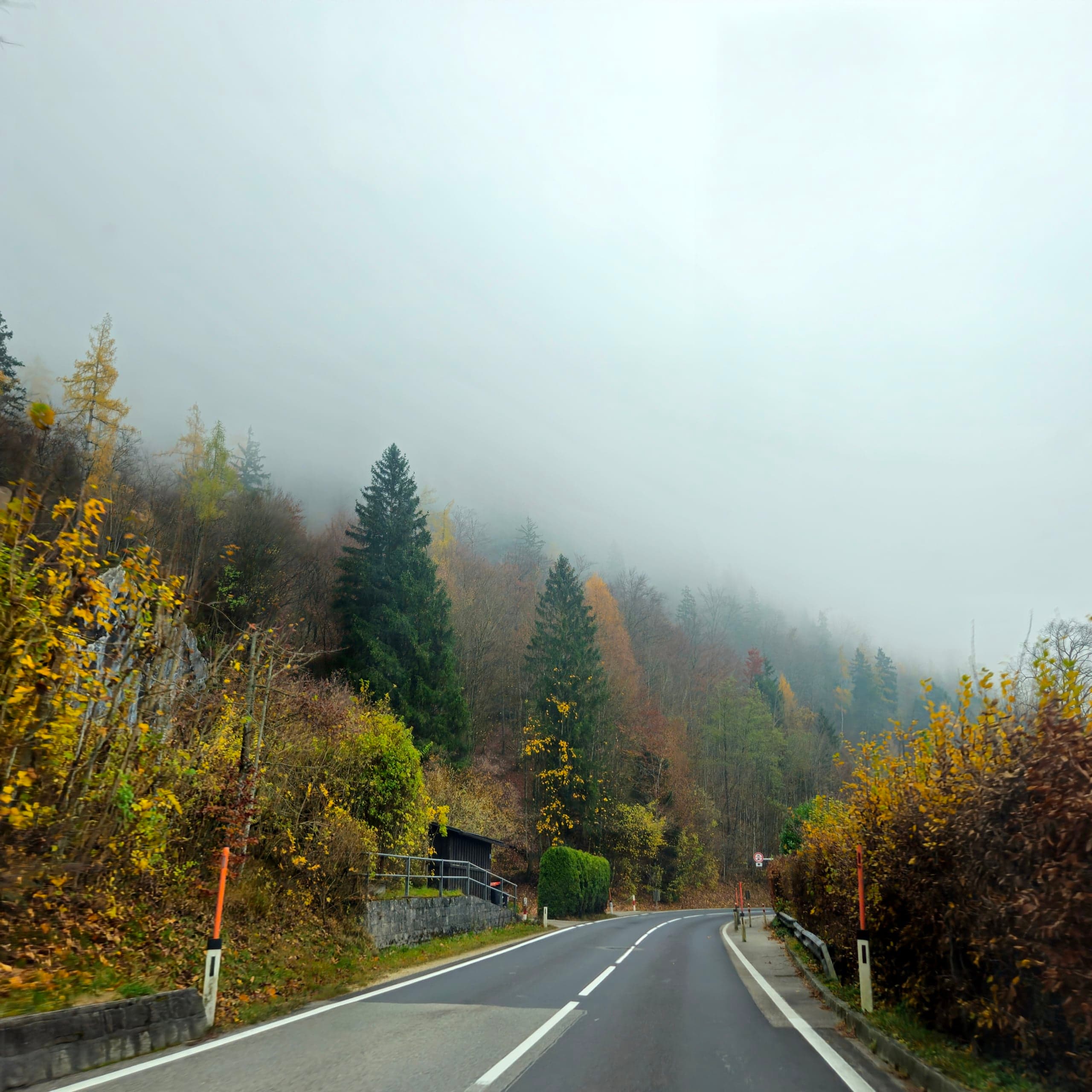 Austria Foggy Mountain Road
