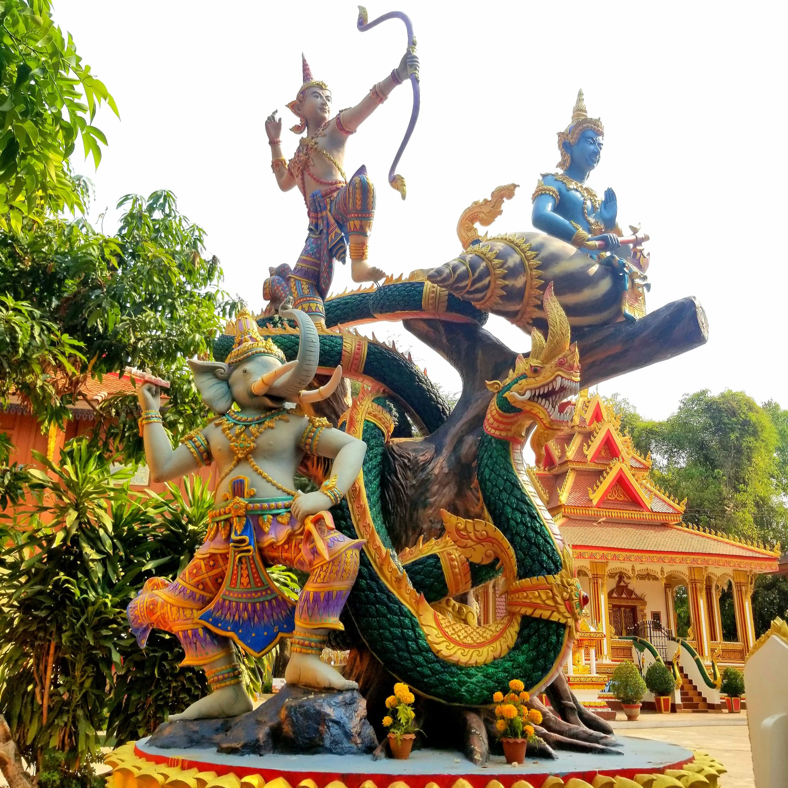 Laos Temple Statues