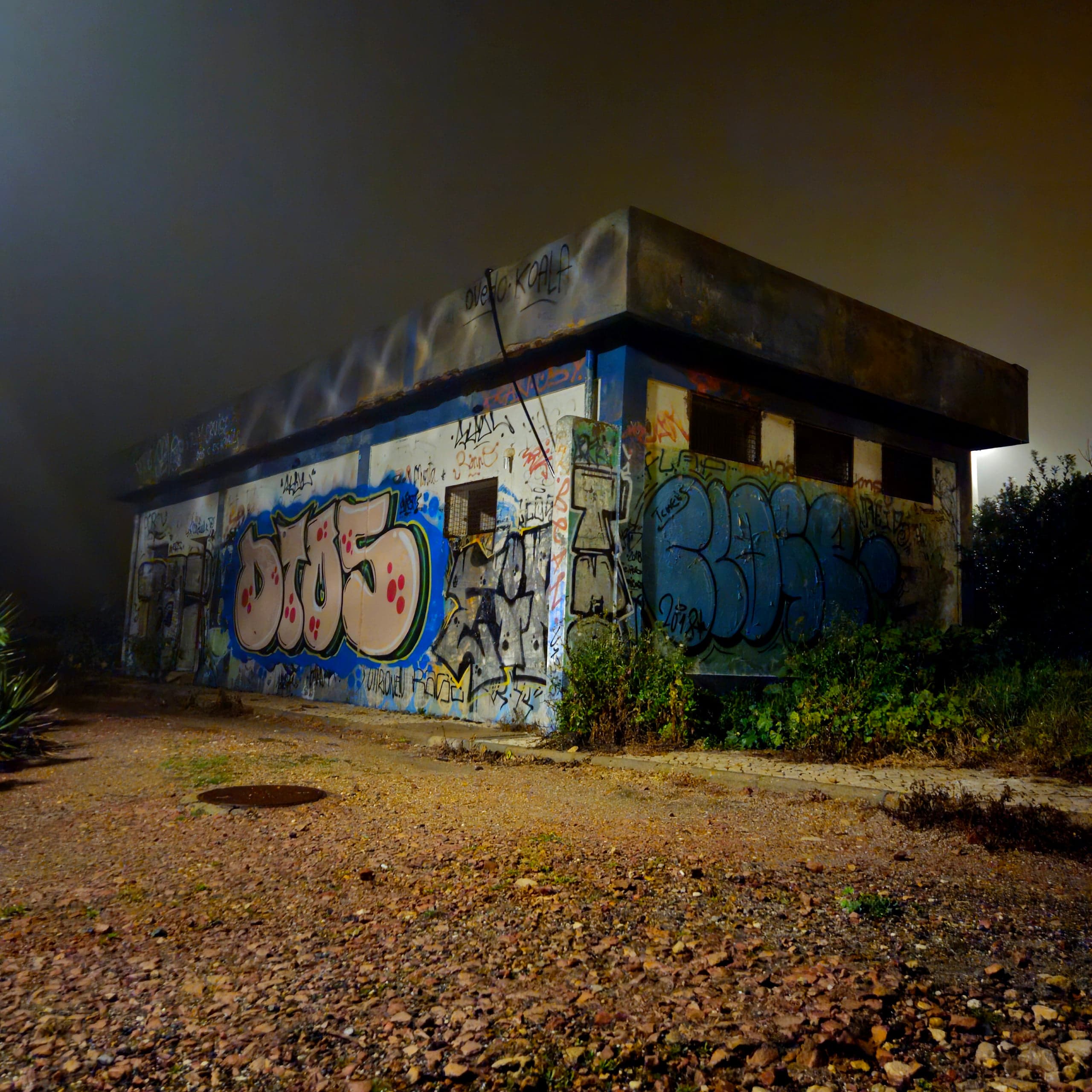 Portugal Graffiti Building Night